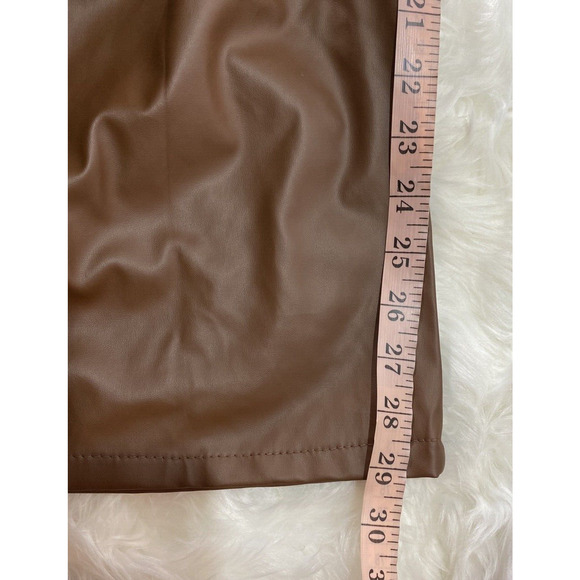 OC Order Plus PU Leather Womens Chocolate Belted Mid Length Size Large Jacket - Picture 7 of 7